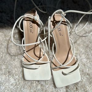 Miss Lola Official White Sandal Heels, Size 6 1/2 - Worn Once